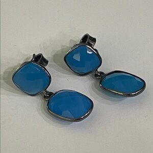 Rivka Friedman Blue Chalcedony Dangle Earrings NWOT